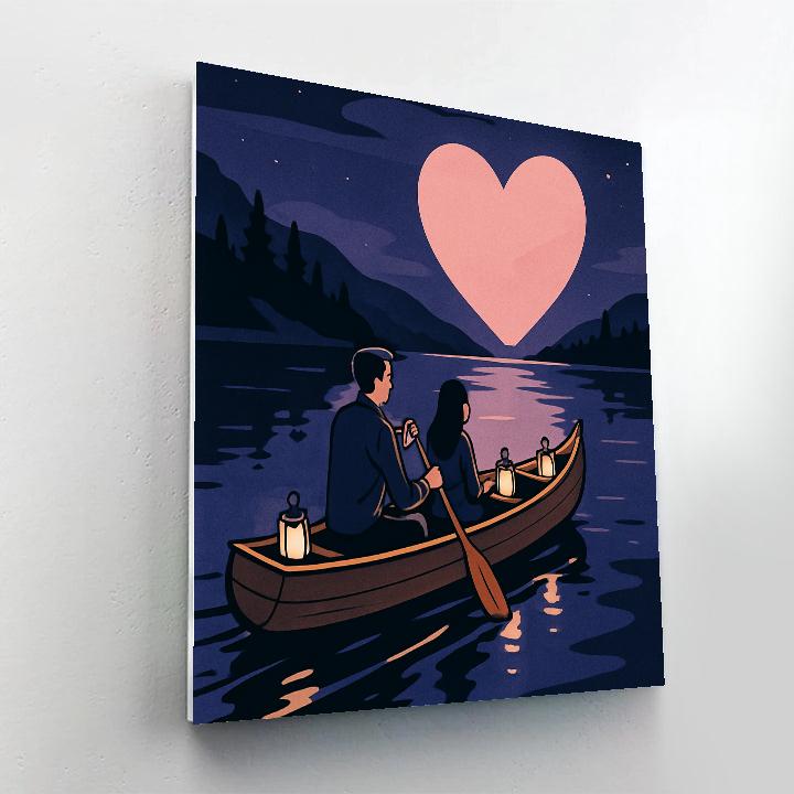 Moonlight Canoe Journey Valentines Day Edition Paint by numbers art