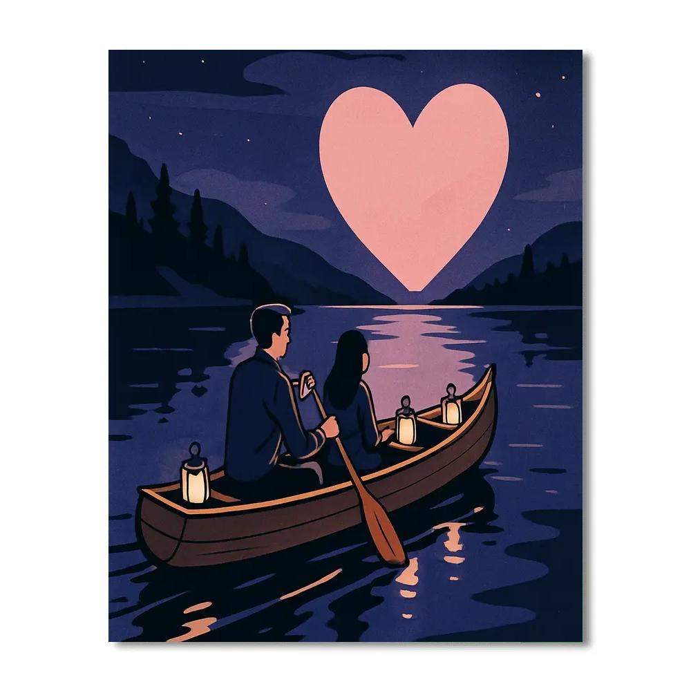 Moonlight Canoe Journey Valentines Day Edition Paint by numbers art