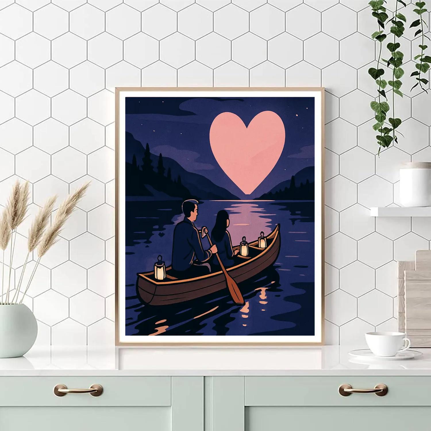 Moonlight Canoe Journey Valentines Day Edition Paint by numbers art