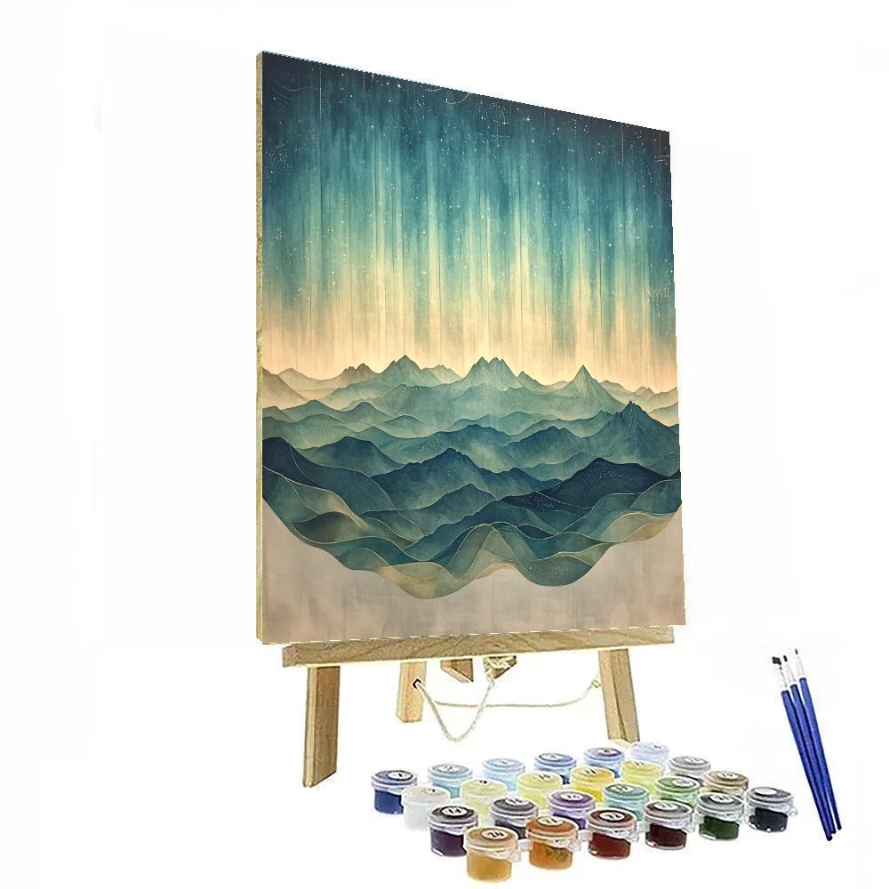 Leonardo Da Vinci Inspired Aurora Over Silent Mountains Paint by numbers kits