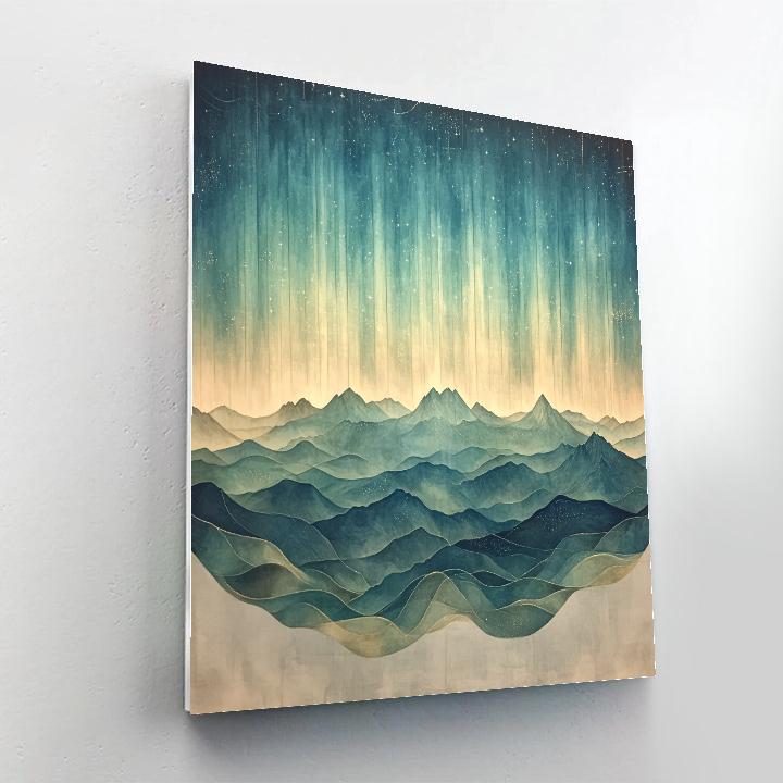 Leonardo Da Vinci Inspired Aurora Over Silent Mountains Paint by numbers kits