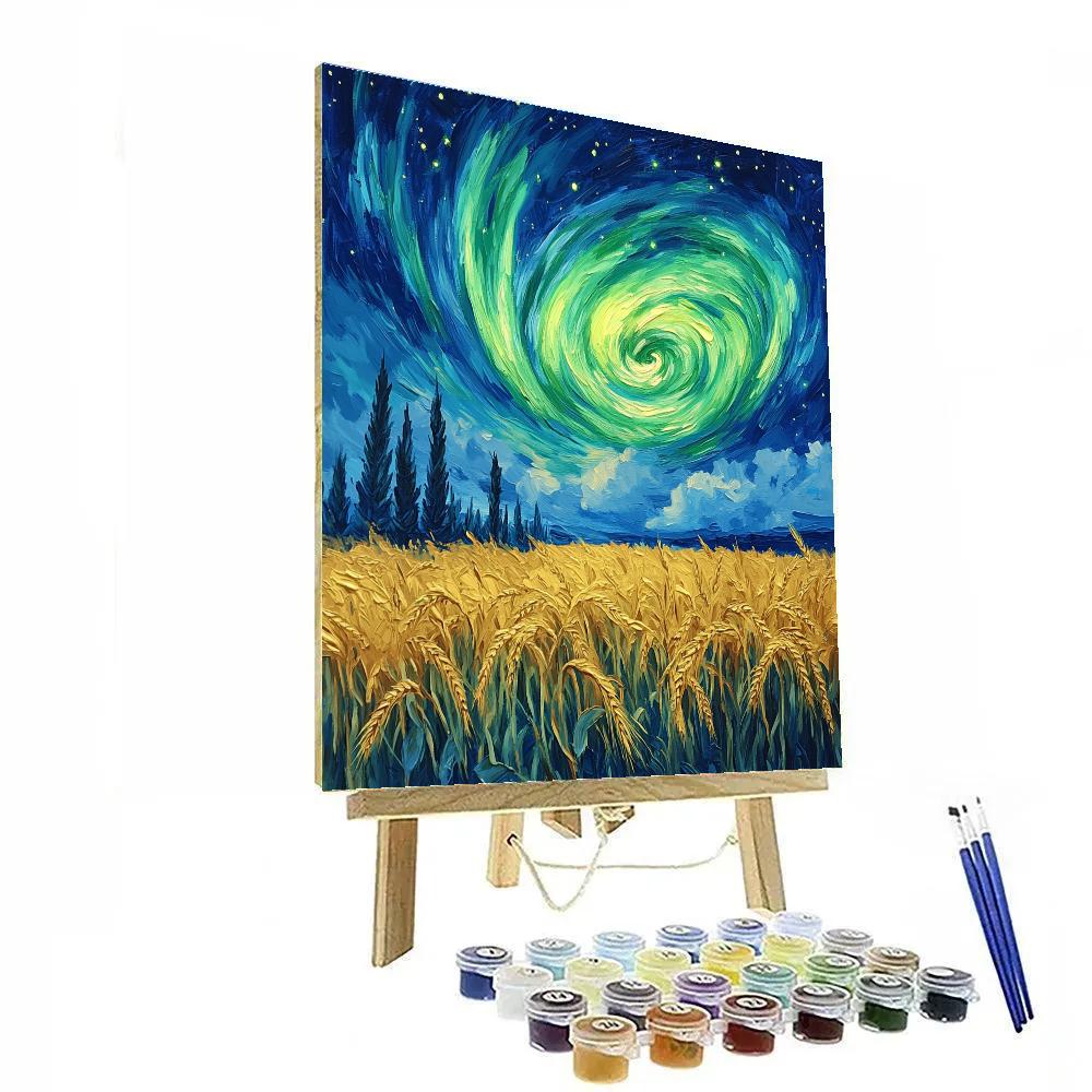 Van Gogh Inspired Aurora Over Wheat Fields Paint by numbers art
