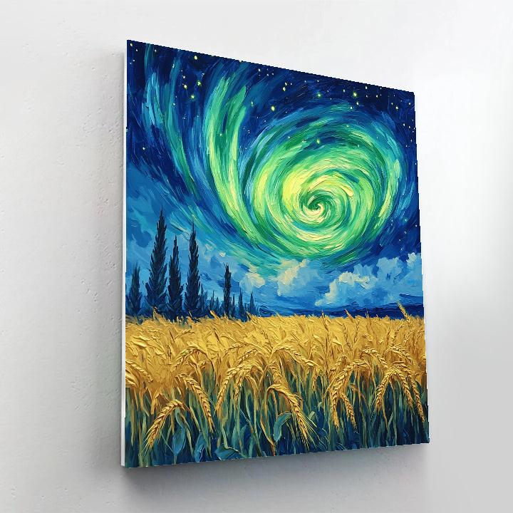 Van Gogh Inspired Aurora Over Wheat Fields Paint by numbers art