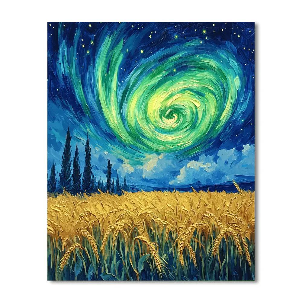Van Gogh Inspired Aurora Over Wheat Fields Paint by numbers art