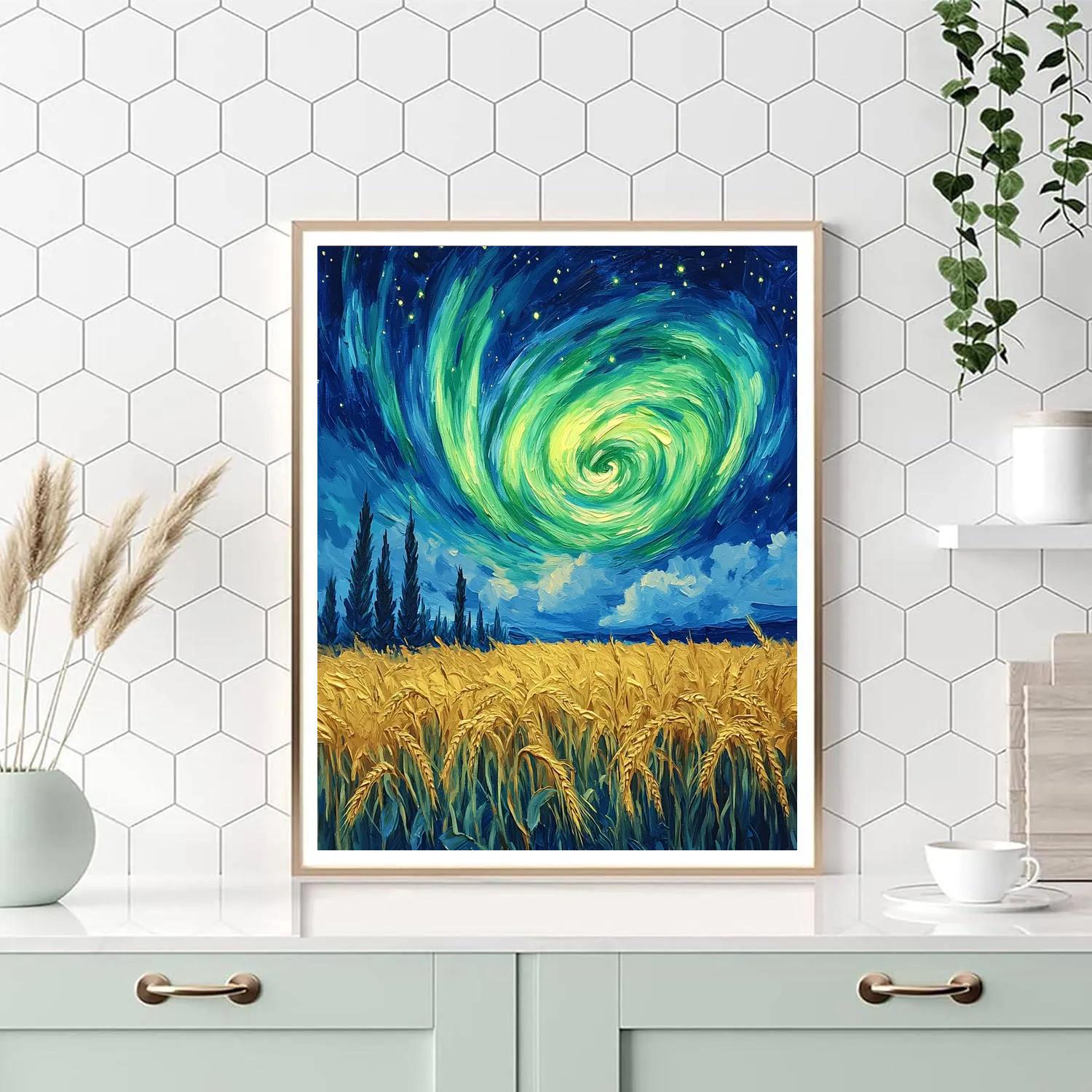 Van Gogh Inspired Aurora Over Wheat Fields Paint by numbers art