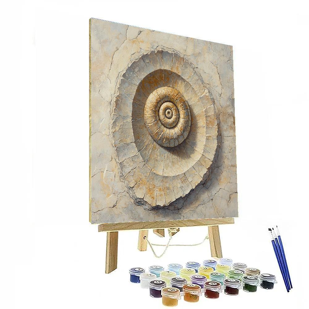 Leonardo Da Vinci Inspired Fossil Spiral And Riverstone Strata Painting by numbers kit