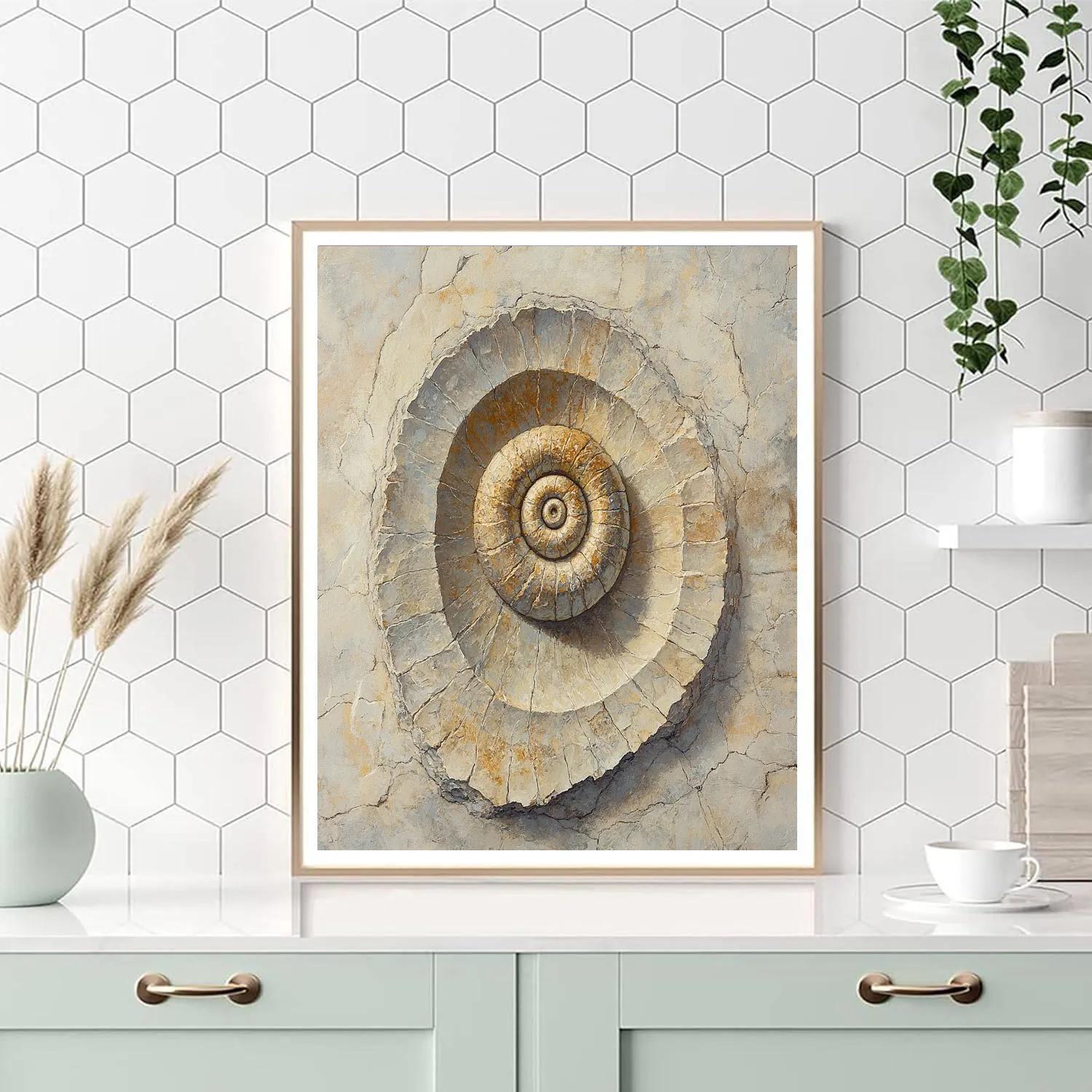 Leonardo Da Vinci Inspired Fossil Spiral And Riverstone Strata Painting by numbers kit