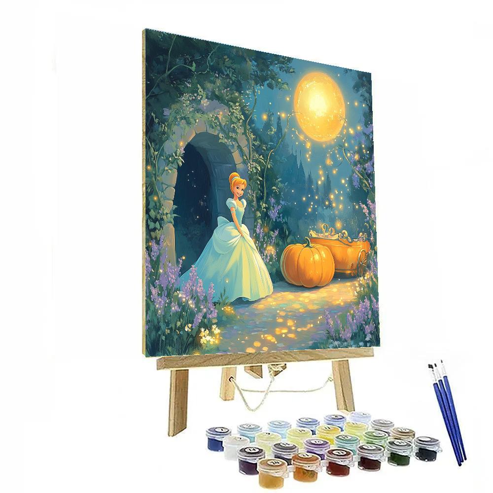 Cinderella Moonlit Carriage Garden Disney Inspired Painting by numbers kit