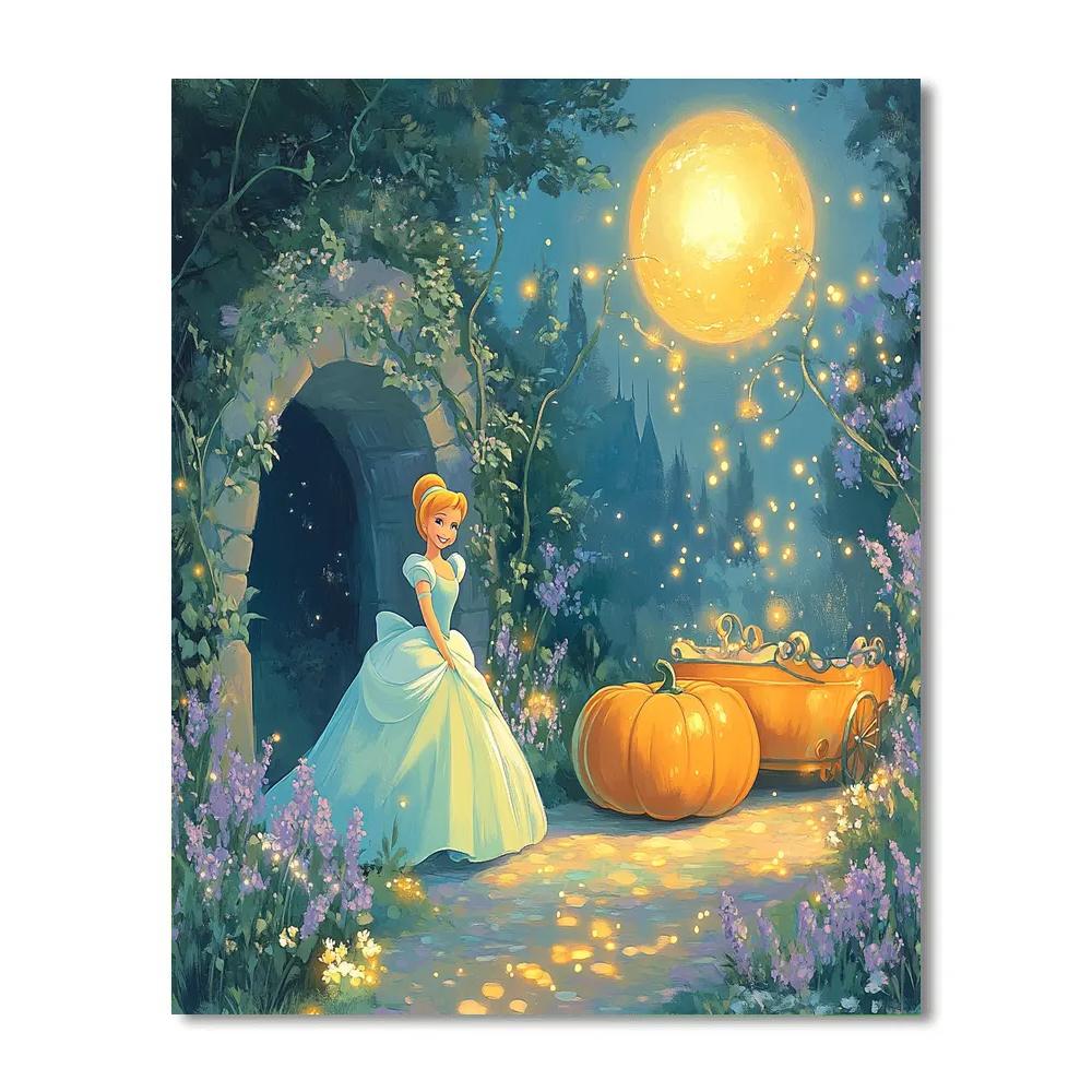 Cinderella Moonlit Carriage Garden Disney Inspired Painting by numbers kit