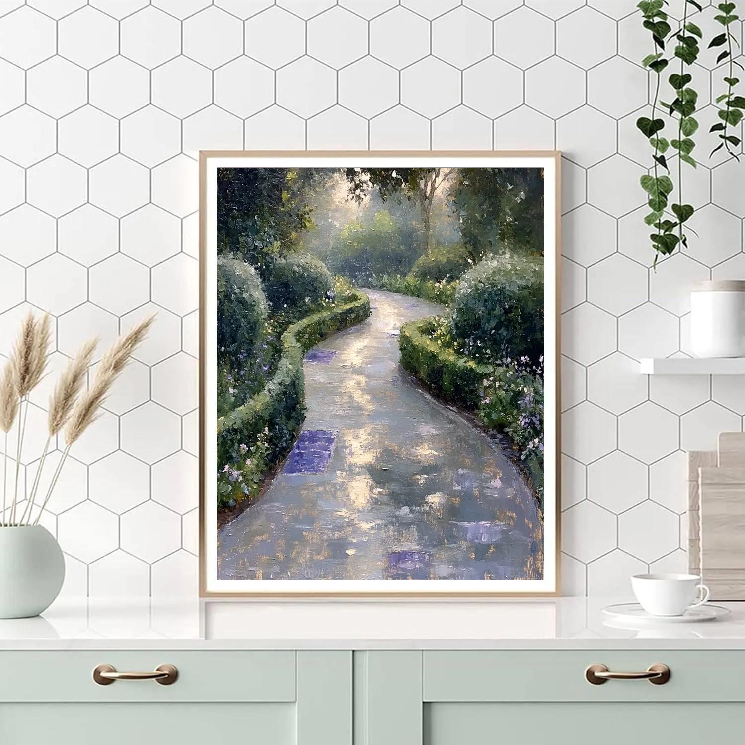 Claude Monet Inspired Rainy Garden Path Paint by numbers art