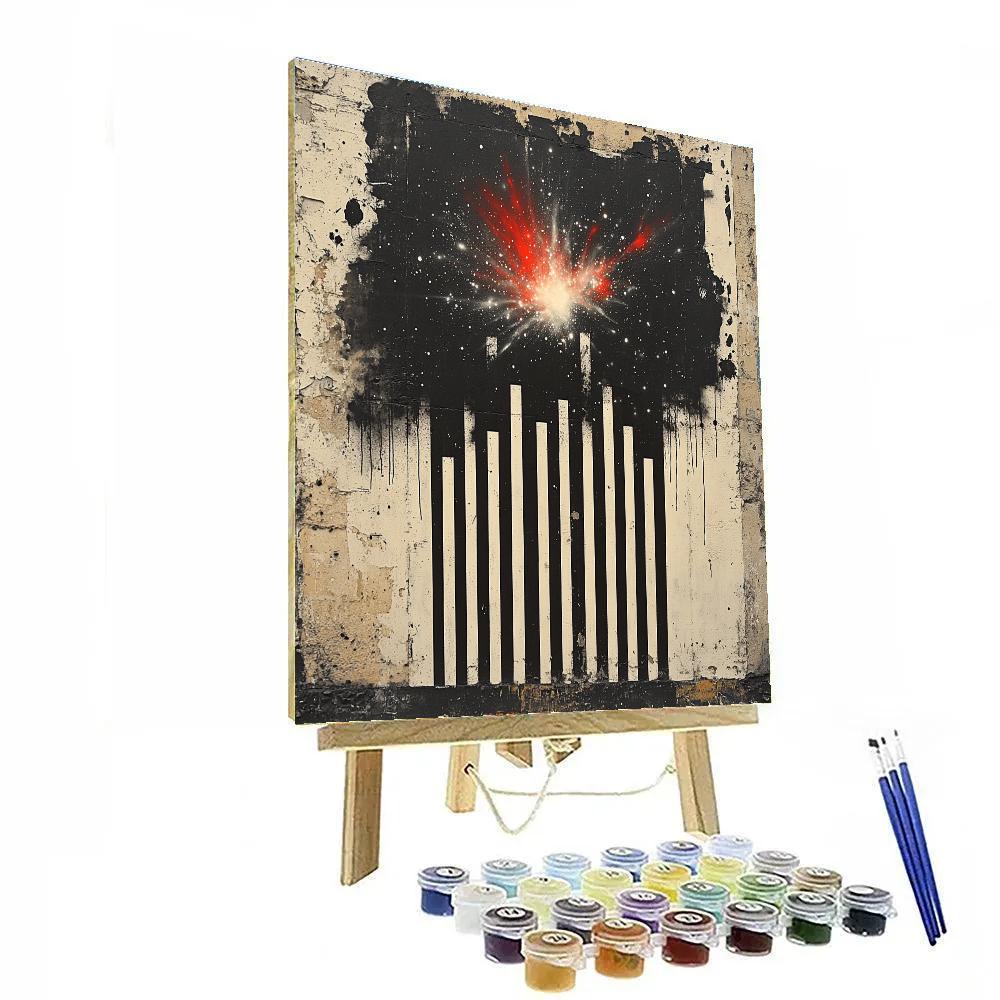 Banksy Inspired Barcode Nebula Protest paint by number