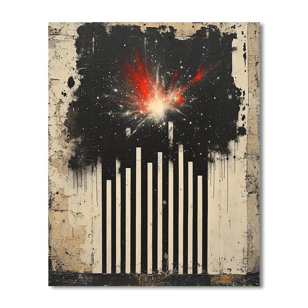 Banksy Inspired Barcode Nebula Protest paint by number