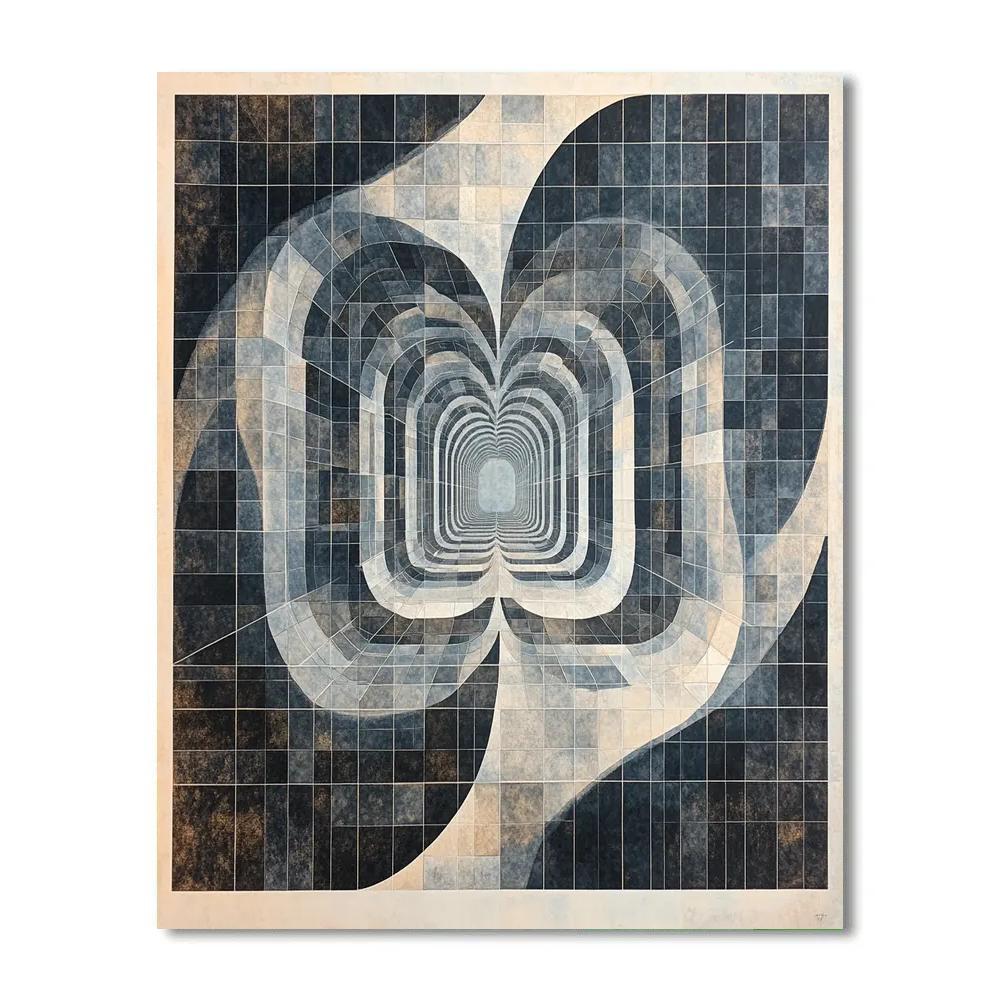 M.C. Escher Inspired Event Horizon Moebius Grid Number painting