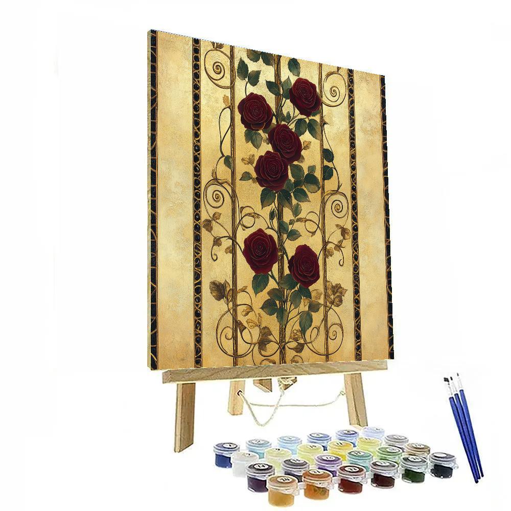 Gustav Klimt Inspired Golden Rose Trellis Painting by numbers kit