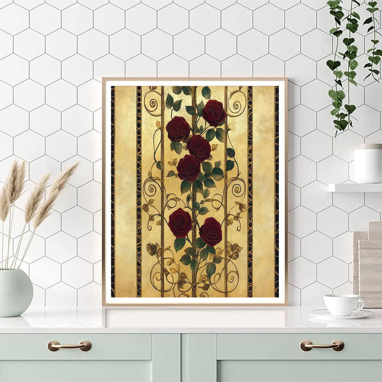 Gustav Klimt Inspired Golden Rose Trellis Painting by numbers kit
