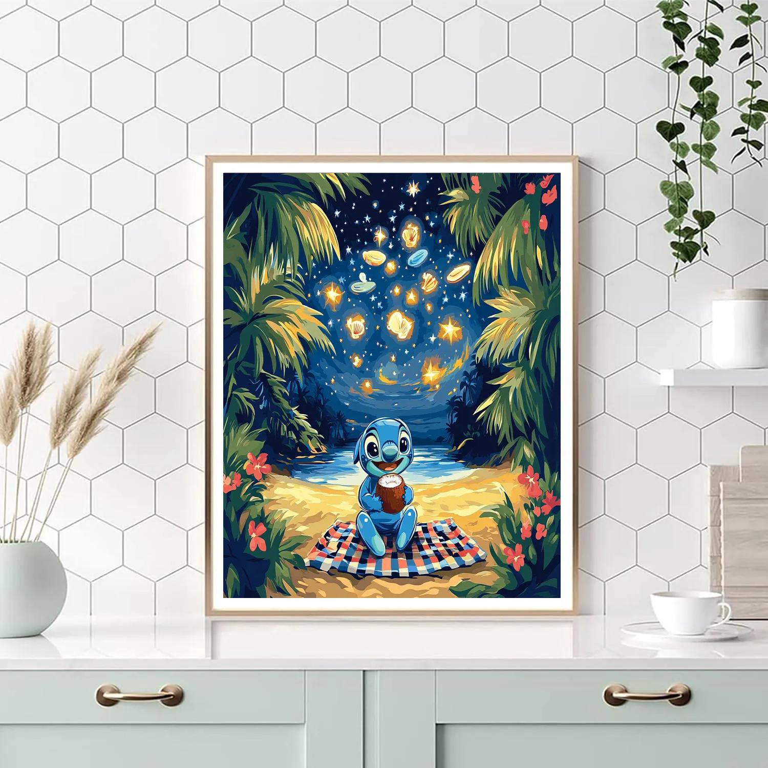 Stitch Tropical Star Map Picnic Disney Inspired Painting by numbers kit
