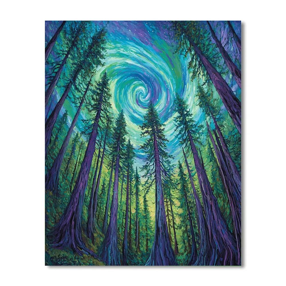Emily Carr Inspired Aurora Cedar Cathedral painting number kit