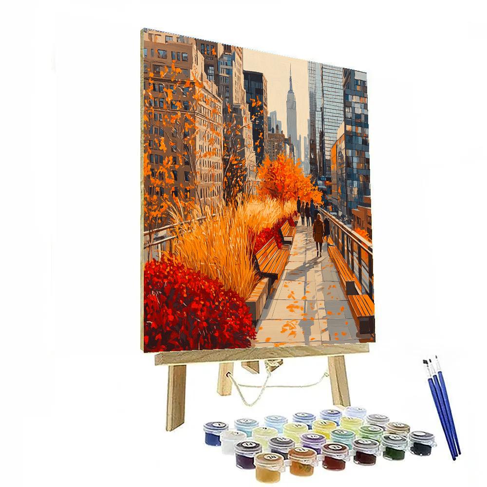 Autumn Walkway In High Line Park New York City United States Number painting