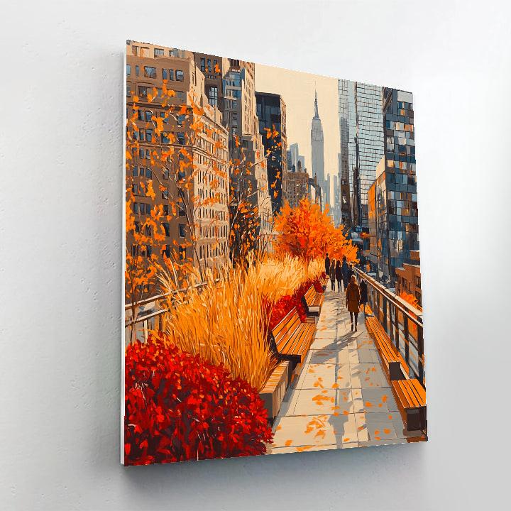 Autumn Walkway In High Line Park New York City United States Number painting