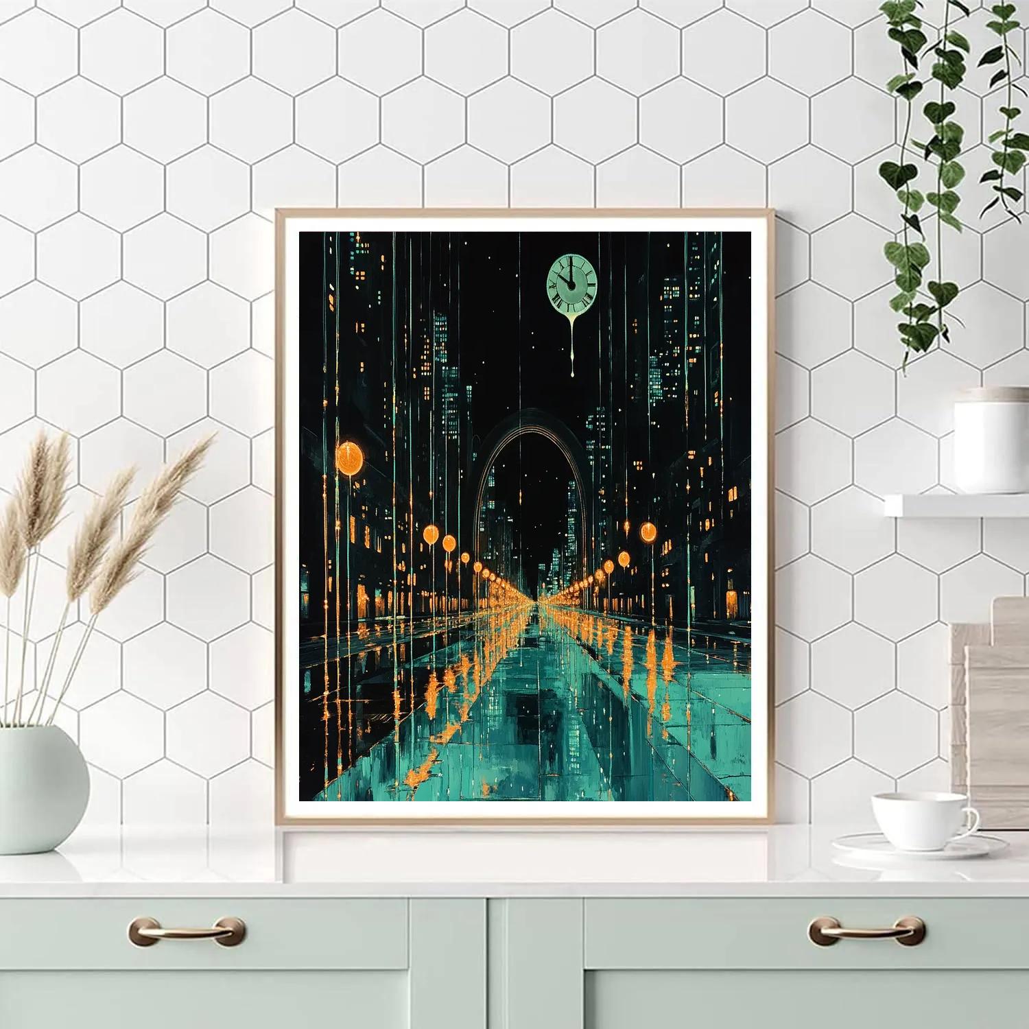 Salvador Dali Inspired Melting Citylights paint by number