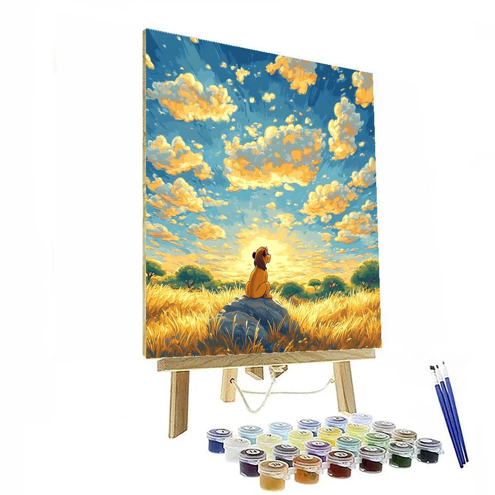 Simba Sunlit Savanna Cloud Watch Disney Inspired Painting by numbers kit