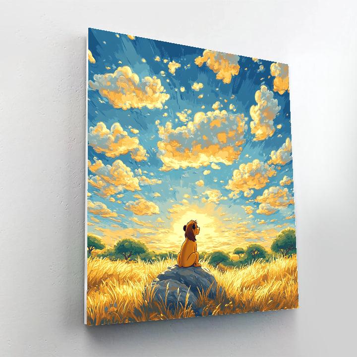 Simba Sunlit Savanna Cloud Watch Disney Inspired Painting by numbers kit