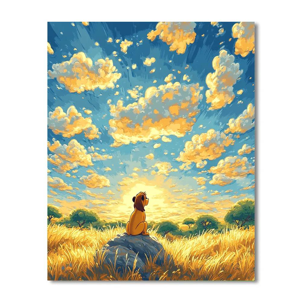 Simba Sunlit Savanna Cloud Watch Disney Inspired Painting by numbers kit