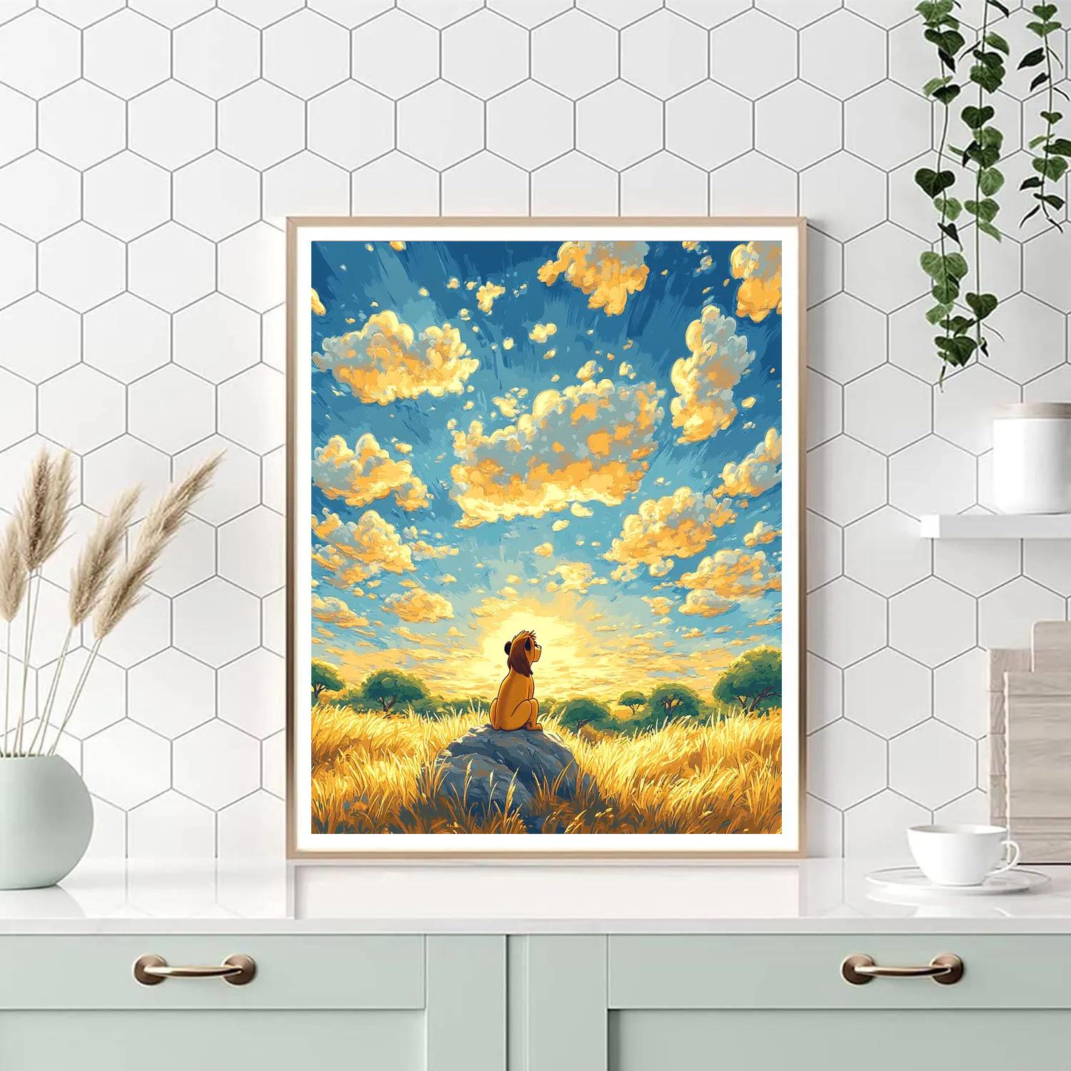Simba Sunlit Savanna Cloud Watch Disney Inspired Painting by numbers kit