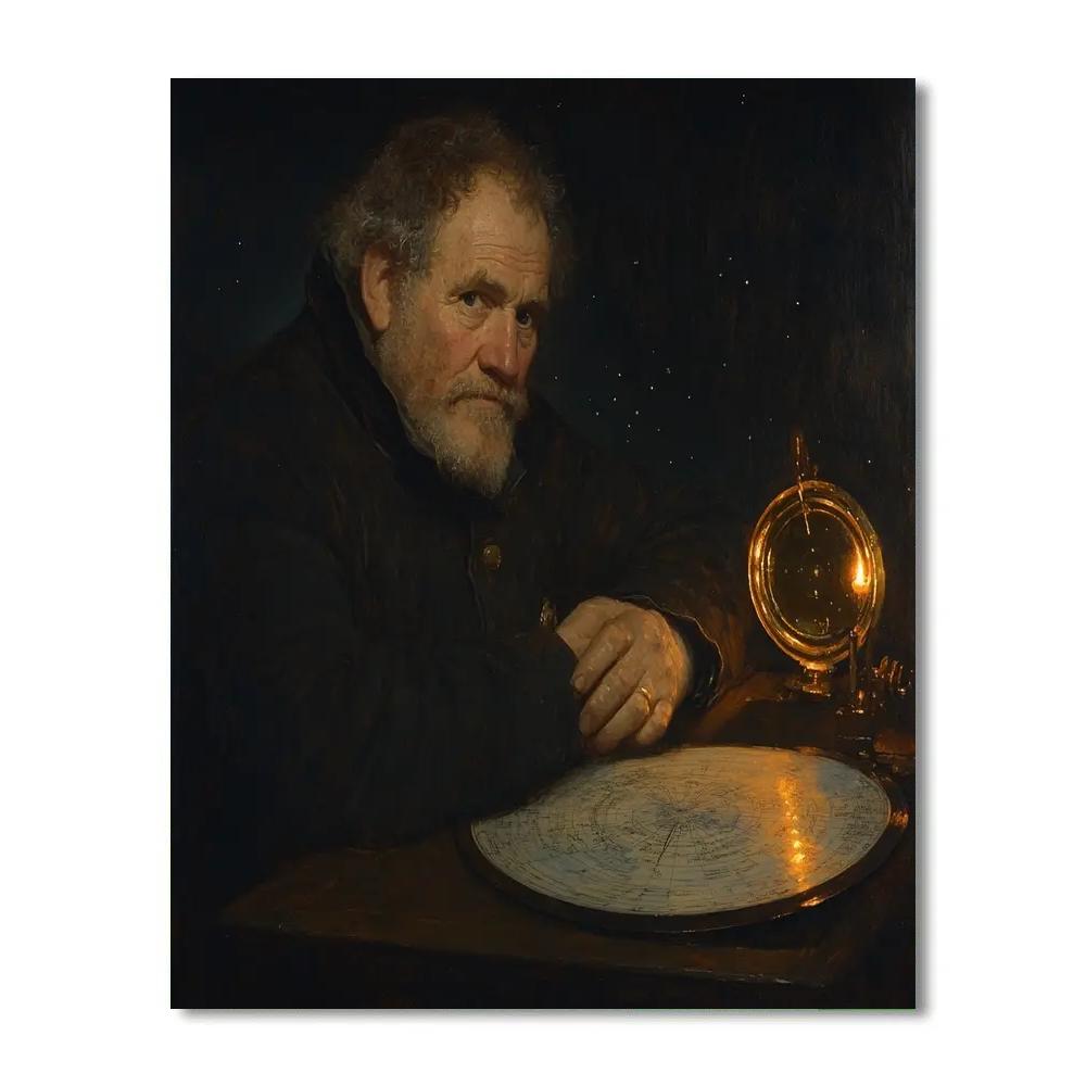 Rembrandt Inspired Astronomer Portrait By Candlelight DIY paint by numbers