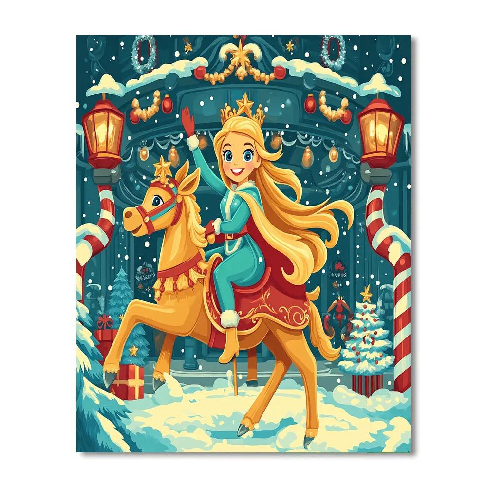 Aurora Carousel Christmas At The Enchanted Kingdom paint by color