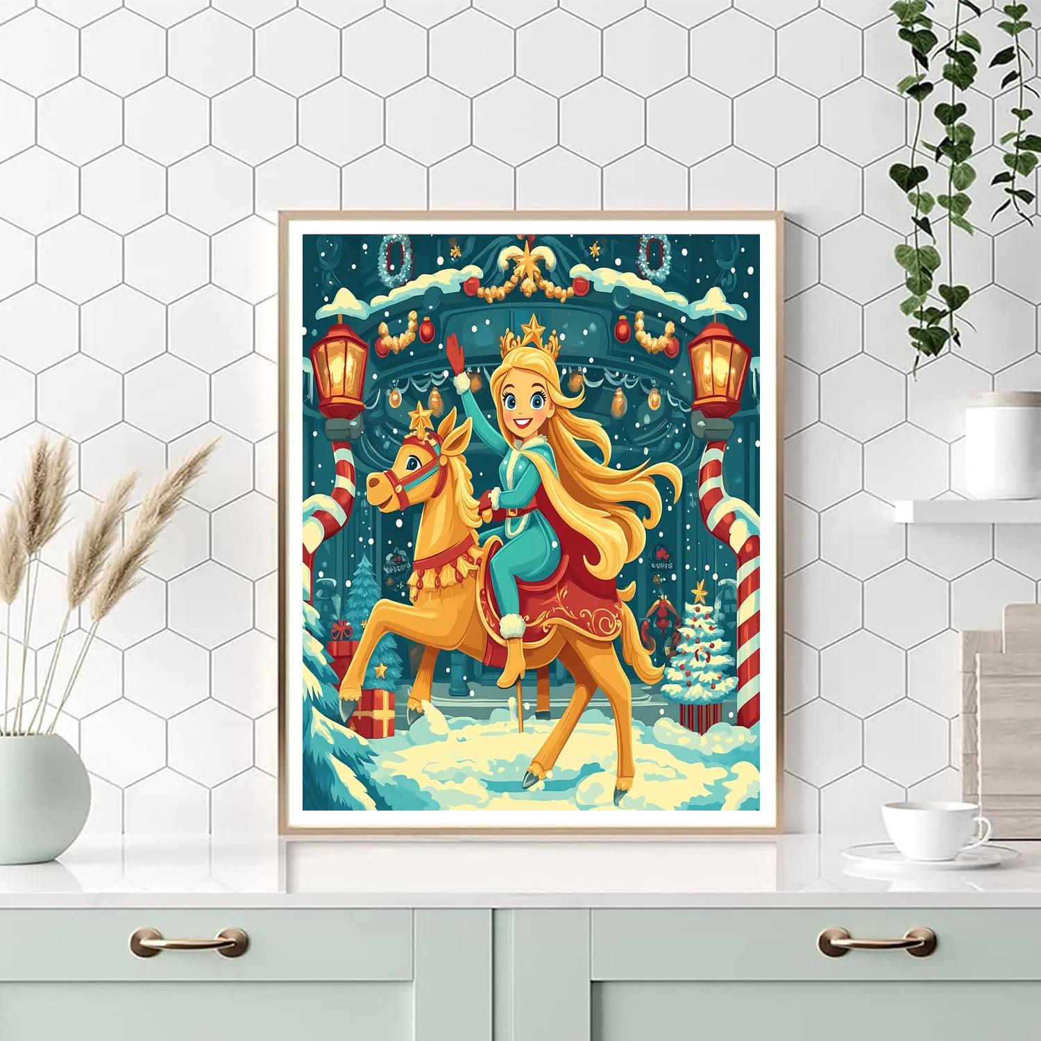 Aurora Carousel Christmas At The Enchanted Kingdom paint by color