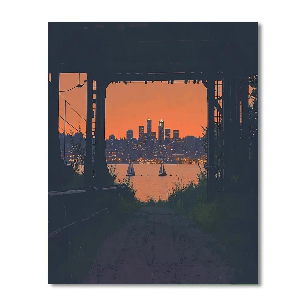 Industrial Grandeur Of Gas Works Park Skyline View Seattle United States DIY paint by numbers