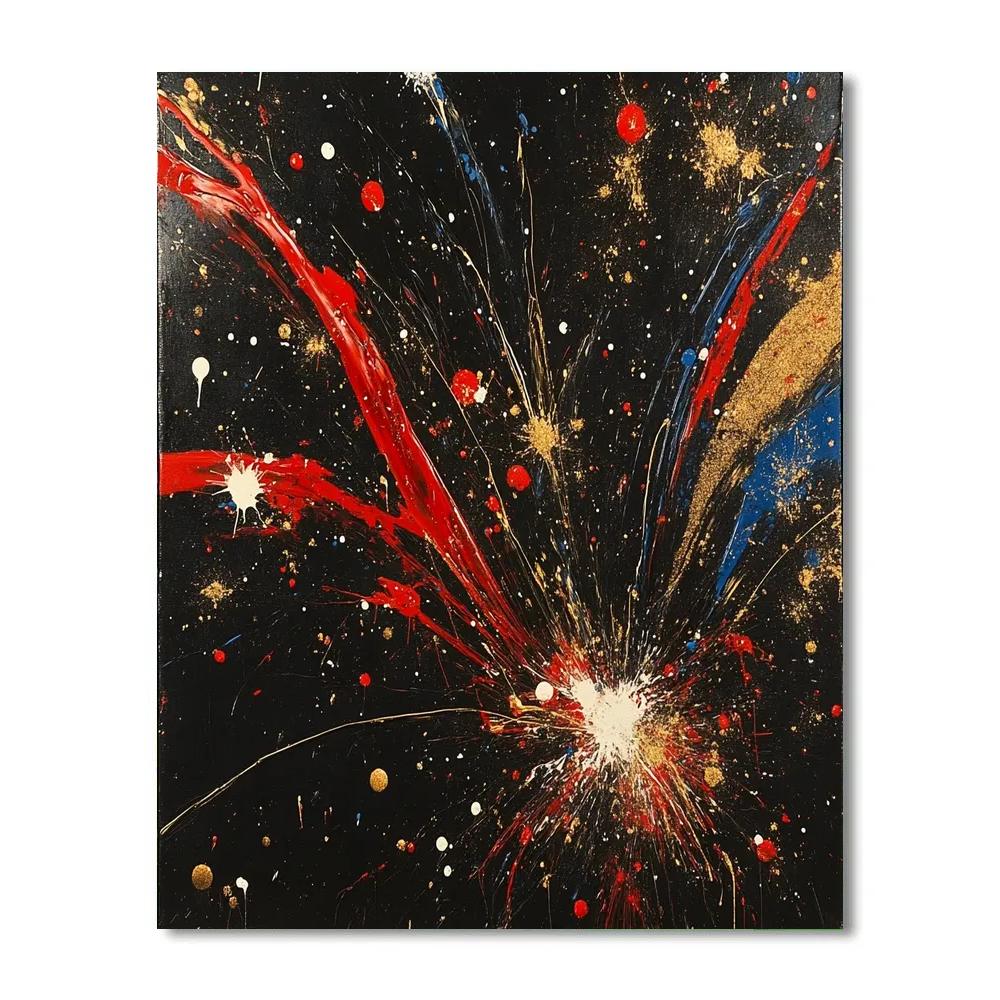 Jackson Pollock Inspired Festival Fireworks Abstraction Number painting