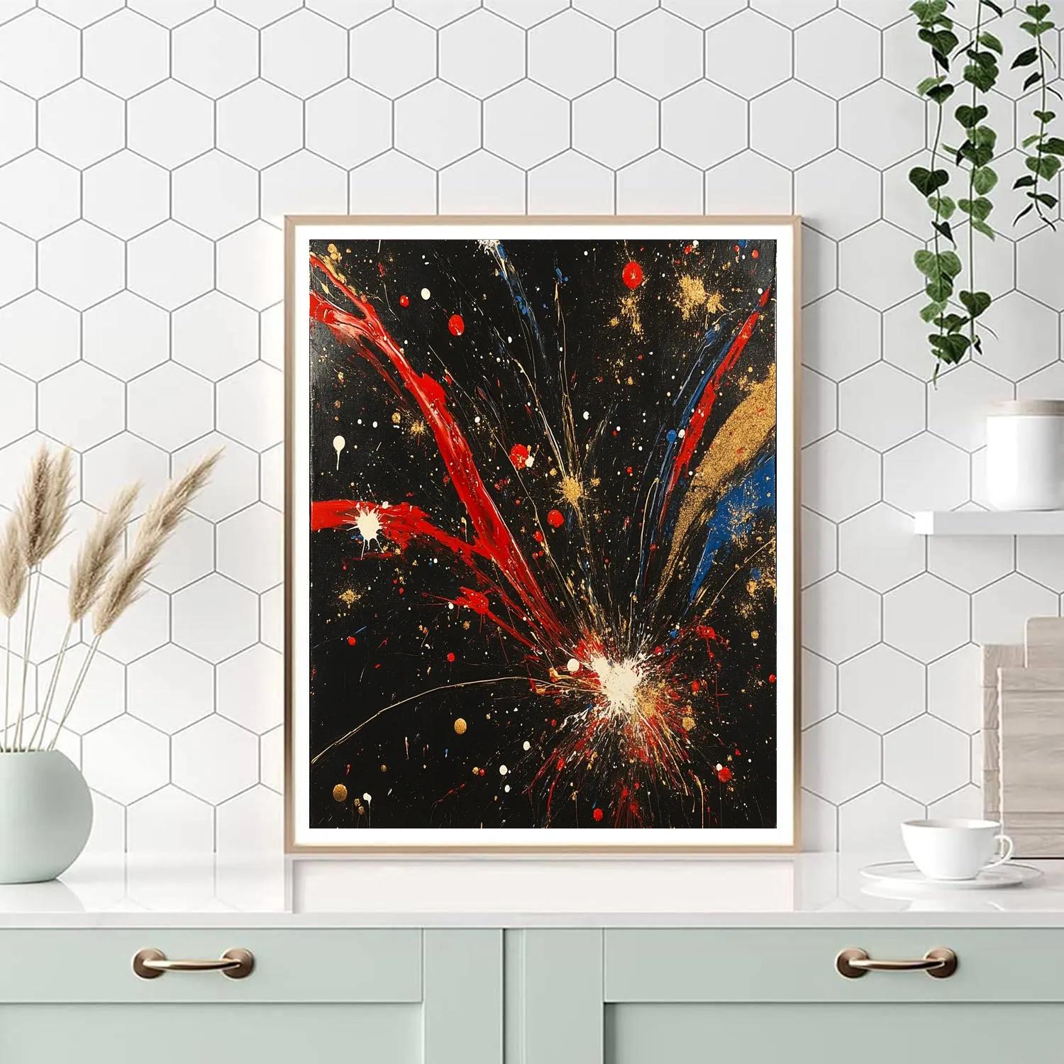 Jackson Pollock Inspired Festival Fireworks Abstraction Number painting
