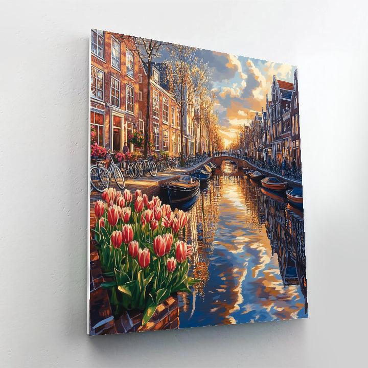 Canal Side Bicycles And Brick Warehouses In The Jordaan Amsterdam Netherlands paint by number