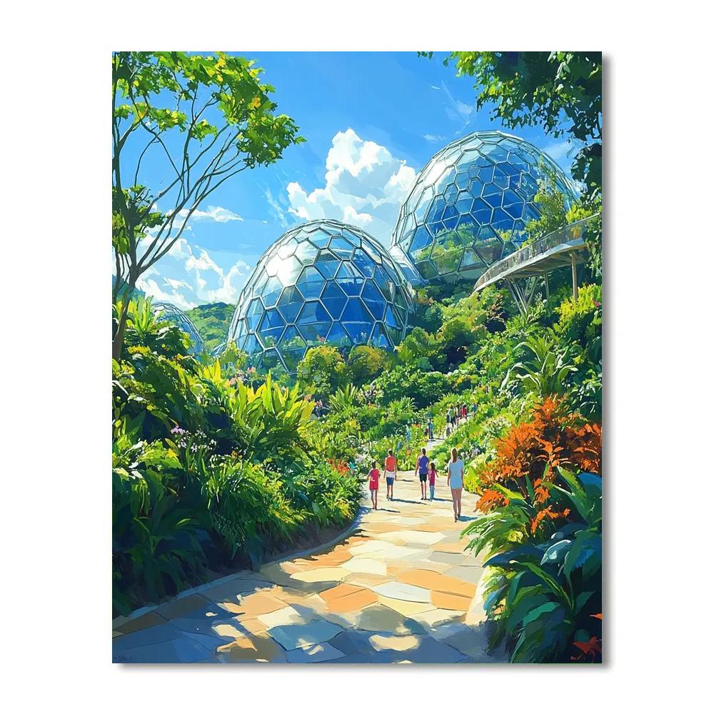Glass Domes Of The Eden Project Nearby City Escape In Cornwall United Kingdom DIY paint by numbers