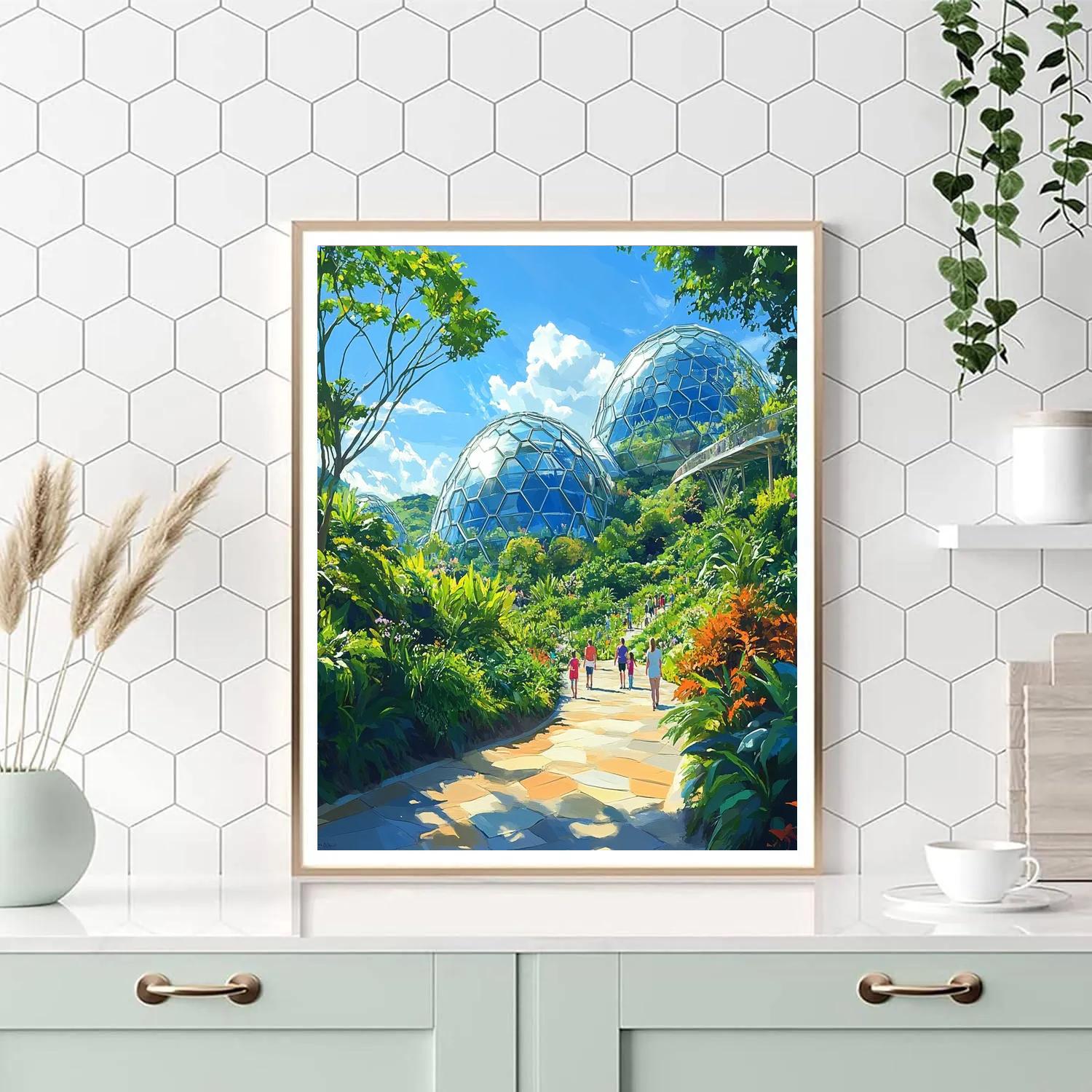 Glass Domes Of The Eden Project Nearby City Escape In Cornwall United Kingdom DIY paint by numbers