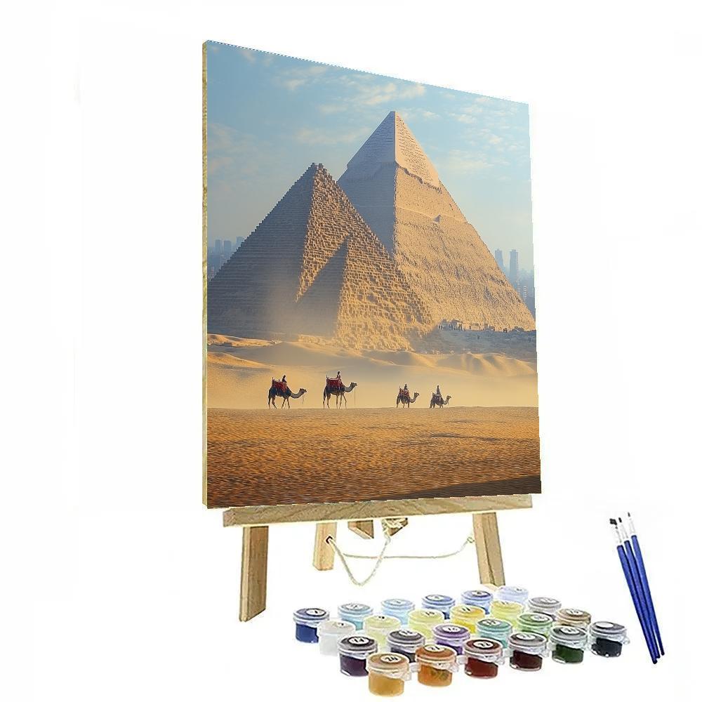 Golden Desert Haze Over The Giza Plateau Edge View Cairo Egypt Numbered painting kits