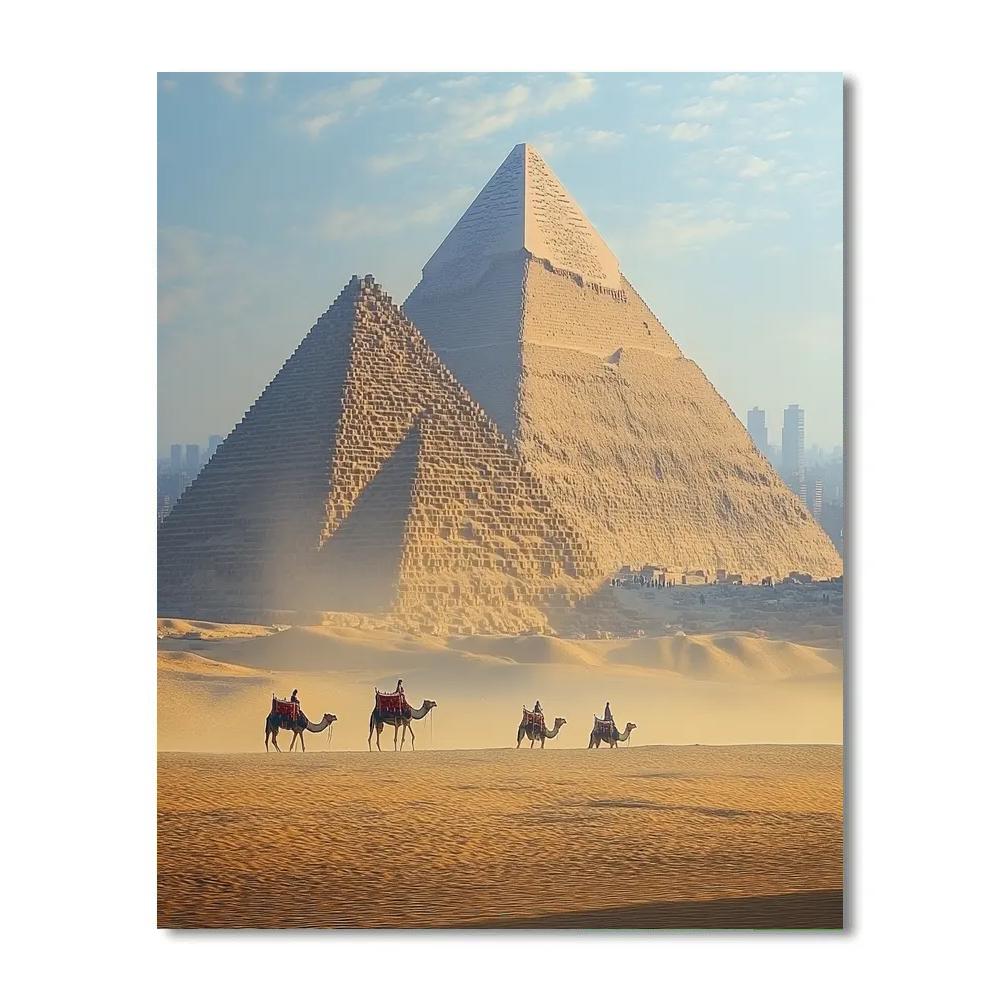 Golden Desert Haze Over The Giza Plateau Edge View Cairo Egypt Numbered painting kits