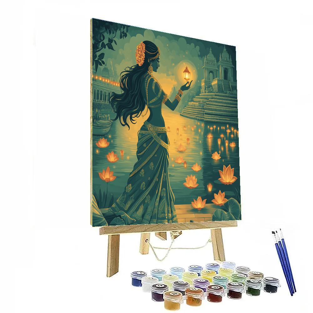 Sky Lantern Procession With Lakshmi Blessing DIY paint by numbers
