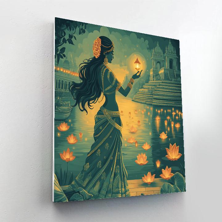 Sky Lantern Procession With Lakshmi Blessing DIY paint by numbers