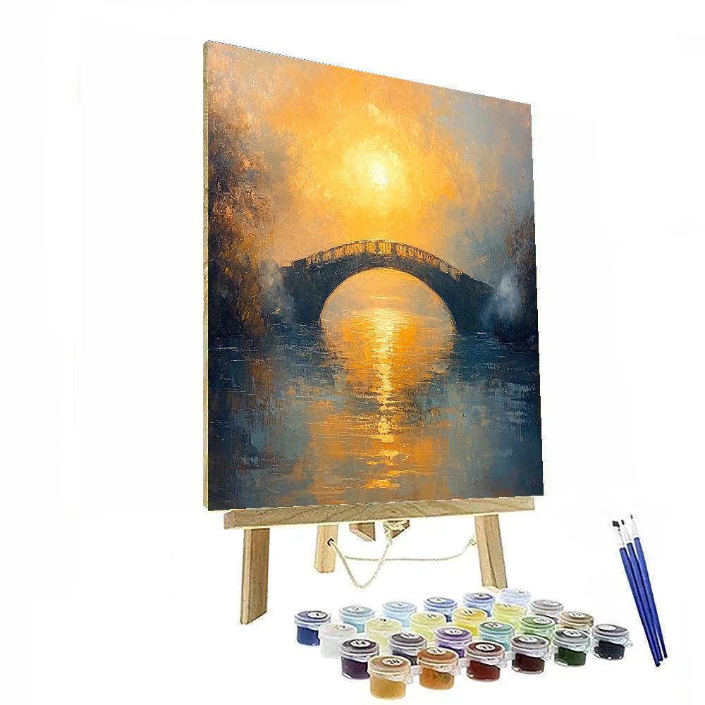 JMW Turner Inspired Sunrise Over River Bridge painting number kit