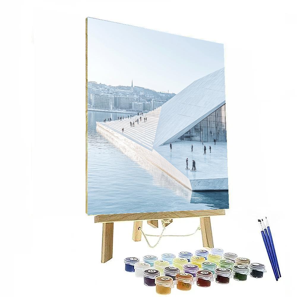 Modern Waterfront Lines At The Oslo Opera House Plaza Oslo Norway Painting by numbers kit