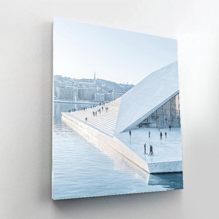 Modern Waterfront Lines At The Oslo Opera House Plaza Oslo Norway Painting by numbers kit