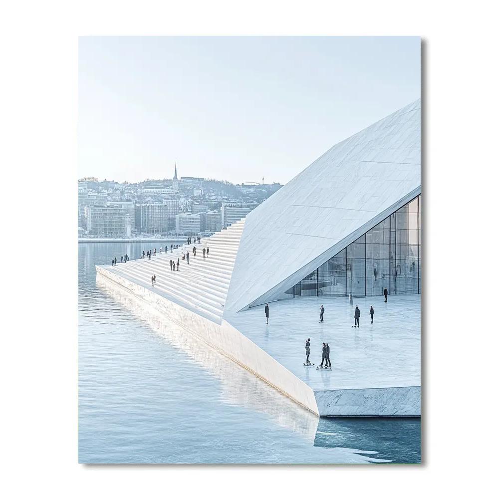 Modern Waterfront Lines At The Oslo Opera House Plaza Oslo Norway Painting by numbers kit