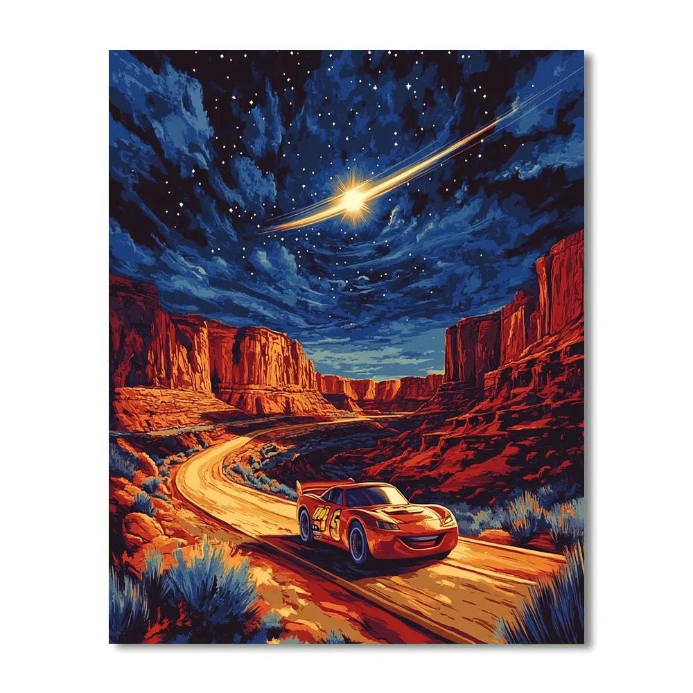Lightning McQueen Desert Canyon Star Sprint Disney Inspired paint by numbers