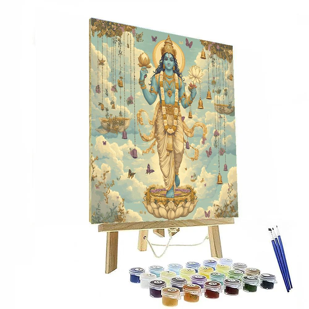 Vishnu Among Floating Tulsi Gardens Number painting