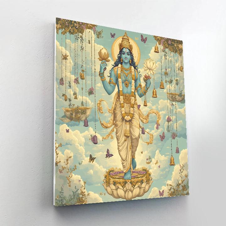 Vishnu Among Floating Tulsi Gardens Number painting