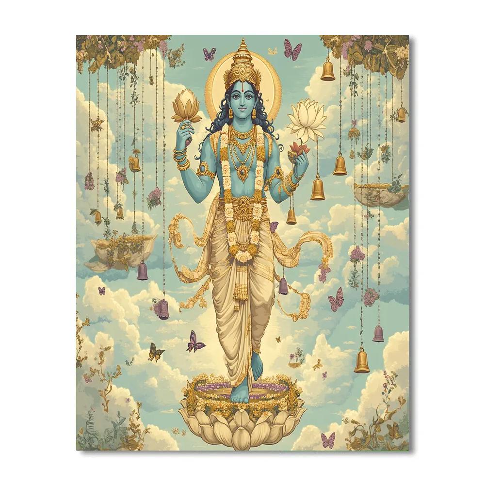 Vishnu Among Floating Tulsi Gardens Number painting