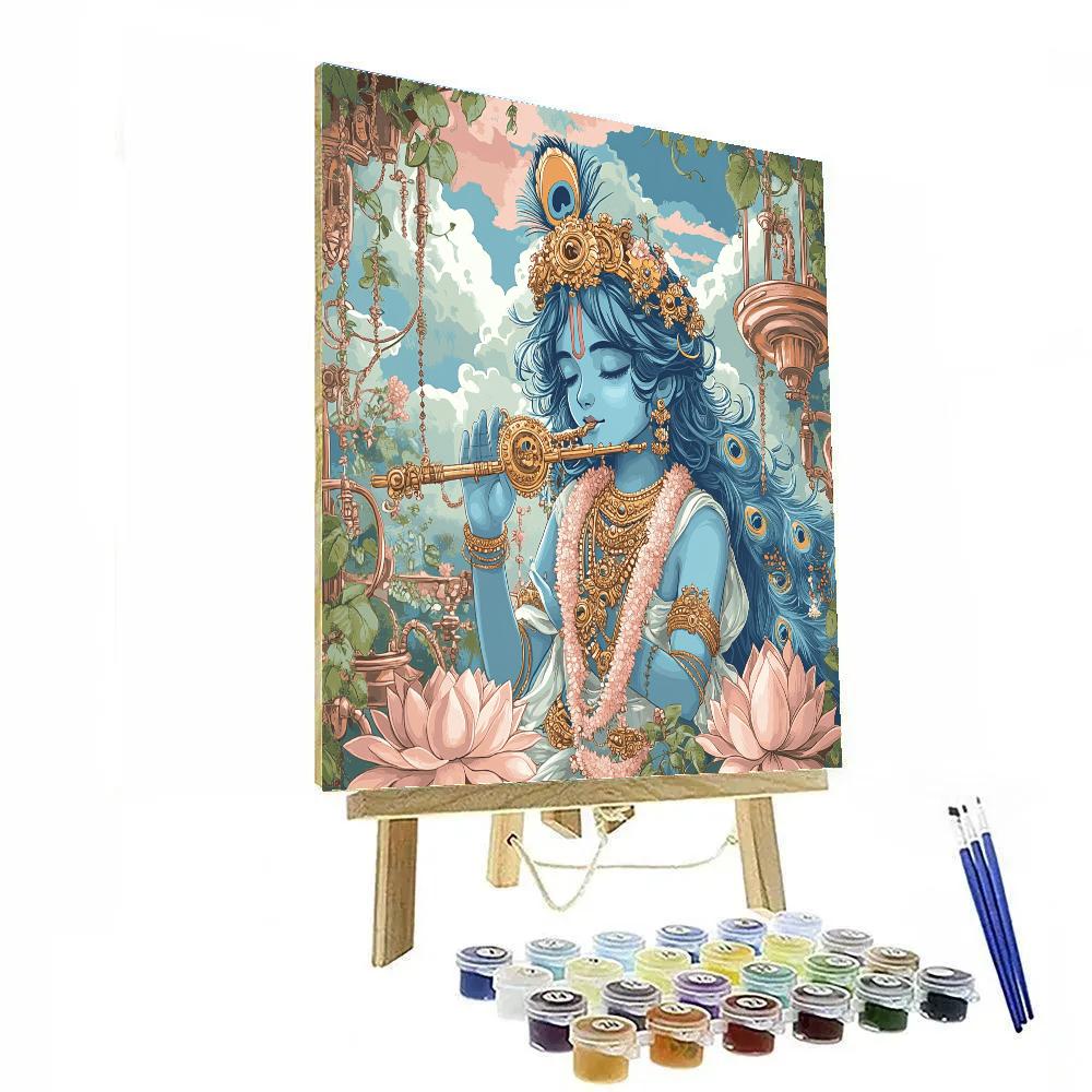 Krishna In The Clockwork Lotus Garden Paint by numbers kits